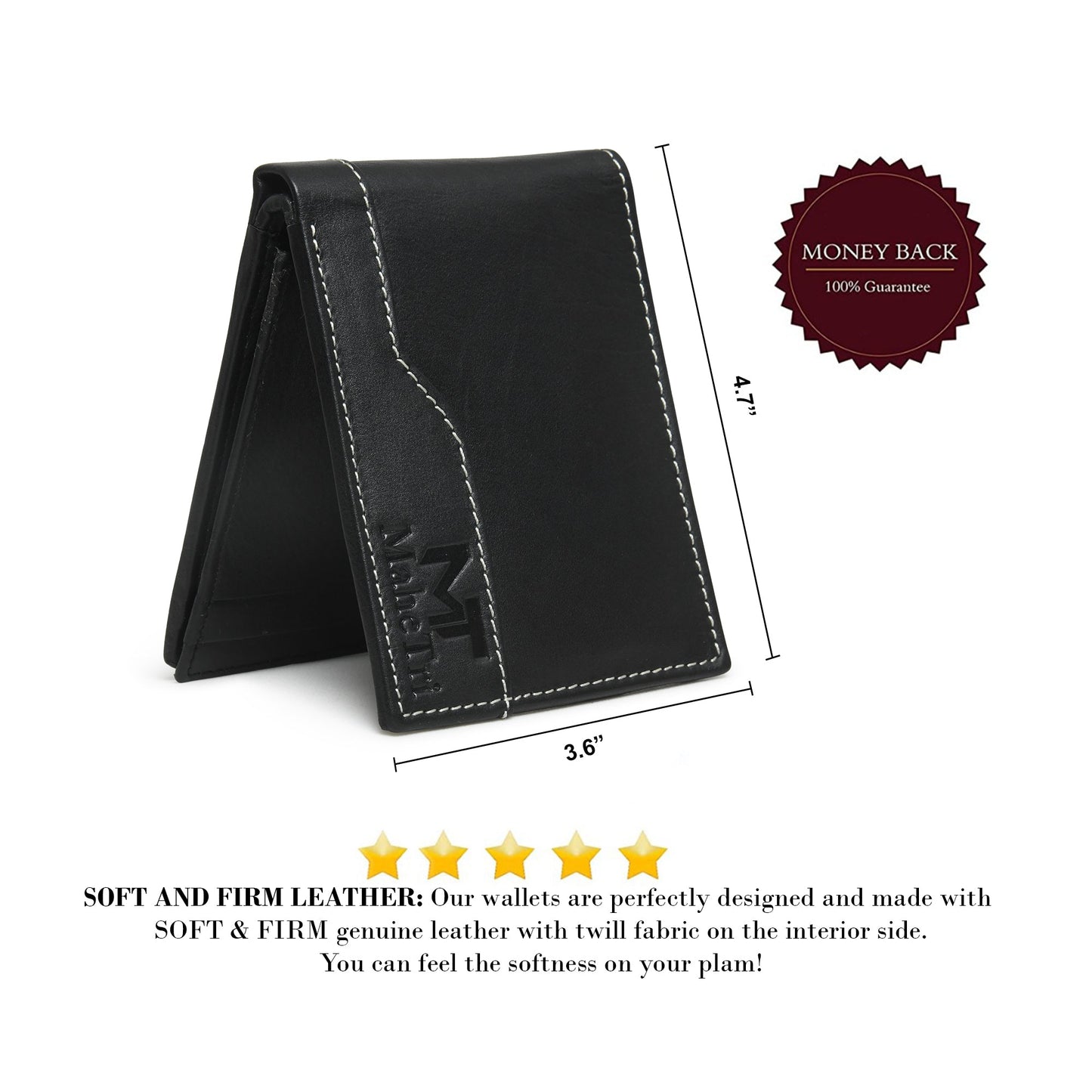 Judson Bi-fold Wallet - Black - Classy Leather Bags - Flyclothing LLC