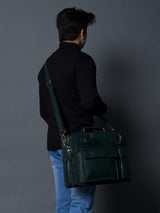 Tuscany Italian Leather Briefcase, Green - Classy Leather Bags - Flyclothing LLC