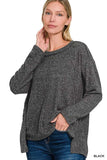 Zenana Full Size Brushed Hacci Exposed Seam Hi Low Sweater Plus Size - Trendsi - Flyclothing LLC