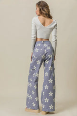 BiBi Flower Printed Side Pocket Wide Pants - Trendsi - Flyclothing LLC