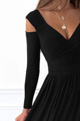 Slit Surplice Long Sleeve Maxi Dress - Trendsi - Flyclothing LLC