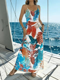 Printed Scoop Neck Maxi Cami Dress - Trendsi