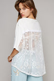 POL Round Neck Short Sleeve Lace Top - Trendsi