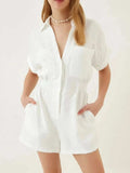 Johnny Collar Short Sleeve Romper - Trendsi - Flyclothing LLC