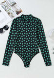 Lucky Clover Mock Neck Long Sleeve Bodysuit - Trendsi - Flyclothing LLC
