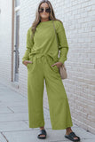 Double Take Full Size Textured Long Sleeve Top and Drawstring Pants Set - Trendsi - Flyclothing LLC