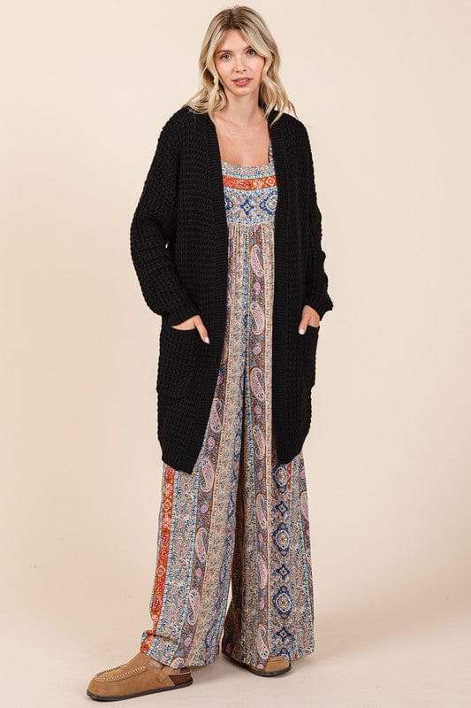 Mittoshop Open Front Long Sleeve Longline Cardigan - Trendsi - Flyclothing LLC