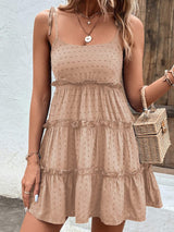 Frill Spaghetti Strap Tiered Dress - Trendsi - Flyclothing LLC