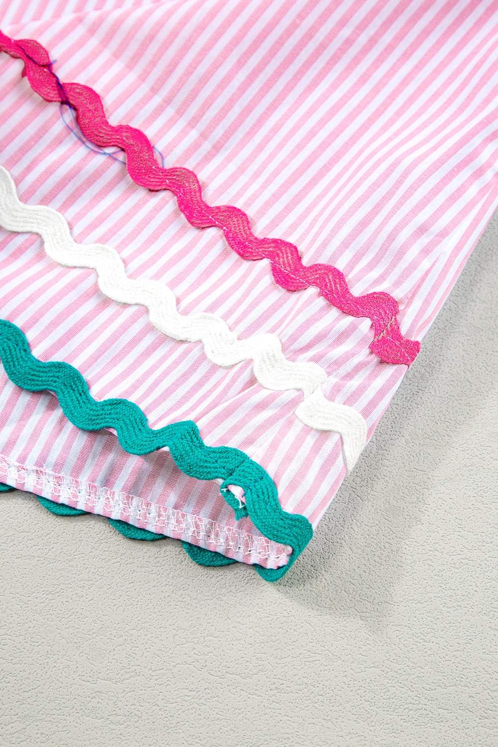 Striped Notched Short Sleeve Blouse - Trendsi - Flyclothing LLC