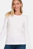 Zenana Full Size Solid Color Round Neck Long Sleeve T-Shirt - Trendsi - Flyclothing LLC