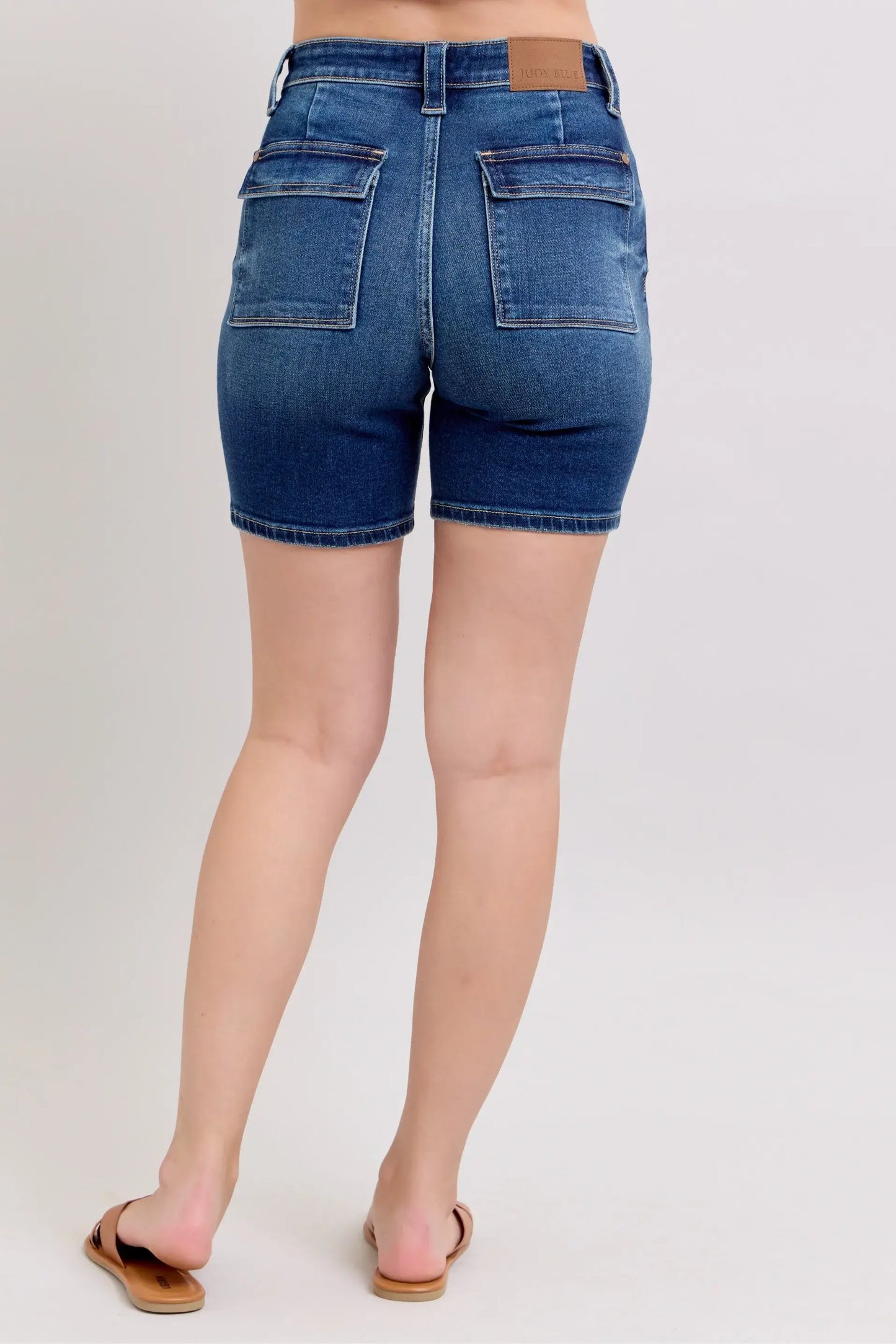 Judy Blue Full Size High Waist Bermudas Jeans W/ Back Flap Pockets Plus Size - Trendsi - Flyclothing LLC