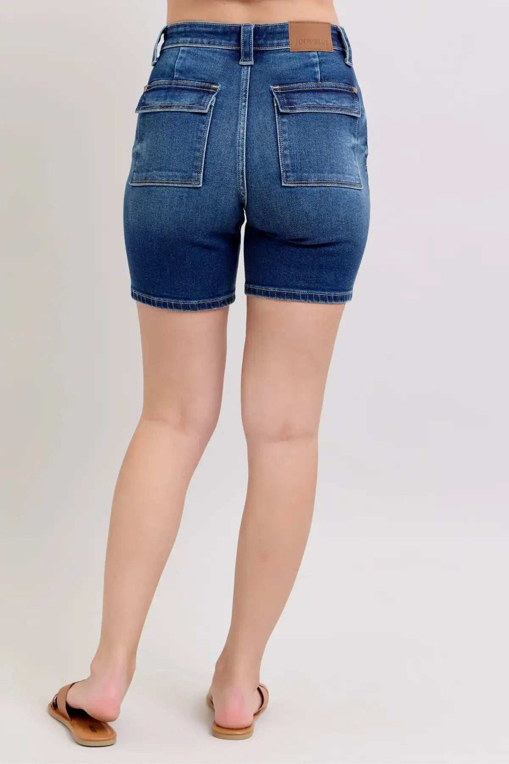 Judy Blue Full Size High Waist Bermudas Jeans W/ Back Flap Pockets Plus Size - Trendsi - Flyclothing LLC
