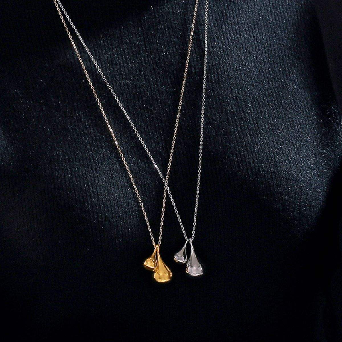 Stainless Steel Water Drop Shape Pendant Necklace - Trendsi - Flyclothing LLC