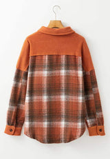 Plaid Button Up Long Sleeve Jacket - Trendsi - Flyclothing LLC