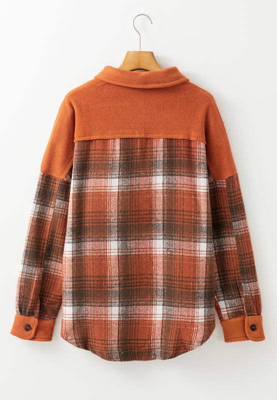 Plaid Button Up Long Sleeve Jacket - Trendsi - Flyclothing LLC