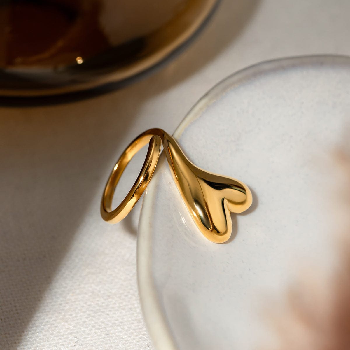 Stainless Steel Heart Bypass Ring Trendsi