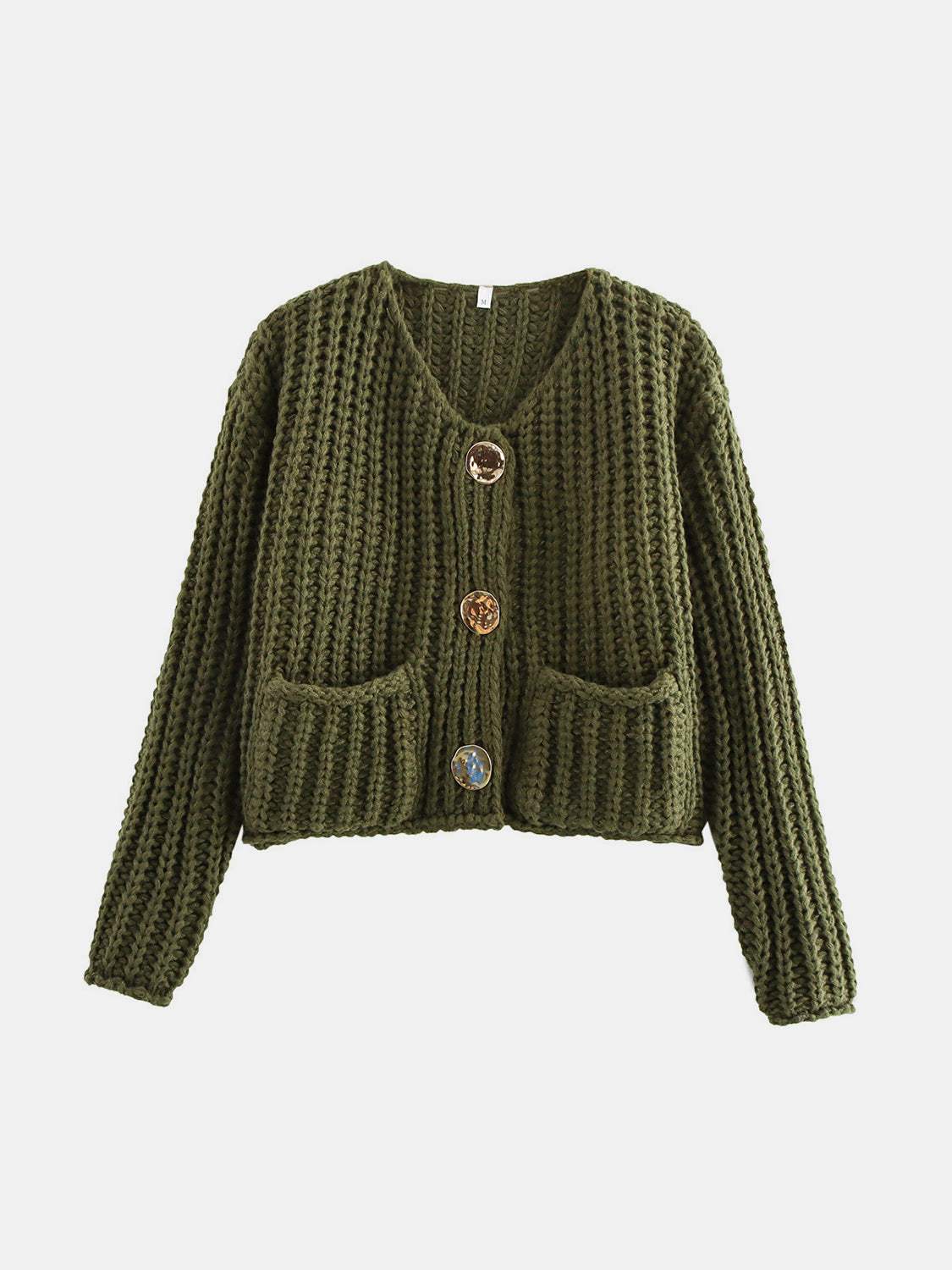 Button Down Long Sleeve Cardigan - Trendsi - Flyclothing LLC