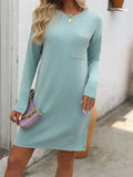 Striped Round Neck Long Sleeve Mini Dress - Trendsi - Flyclothing LLC