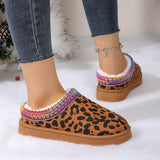 Leopard Print Plush Lined Warm Slip-Ons - Trendsi - Flyclothing LLC