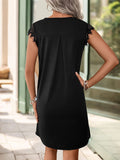 Lace Detail Cap Sleeve Mini Dress - Trendsi