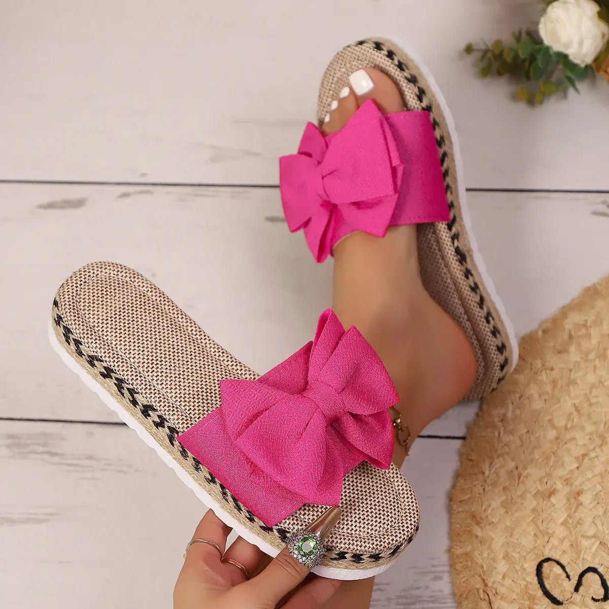 Bow Open Toe Platform Sandals - Trendsi - Flyclothing LLC