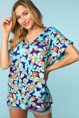 Haptics Floral Drop Shoulder Short Sleeve T-Shirt - Trendsi