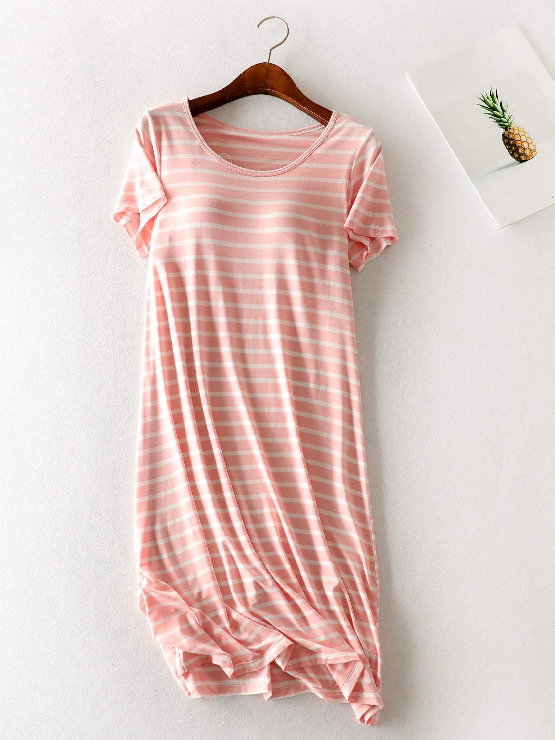 Striped Round Neck Short Sleeve Dress - Trendsi - Flyclothing LLC