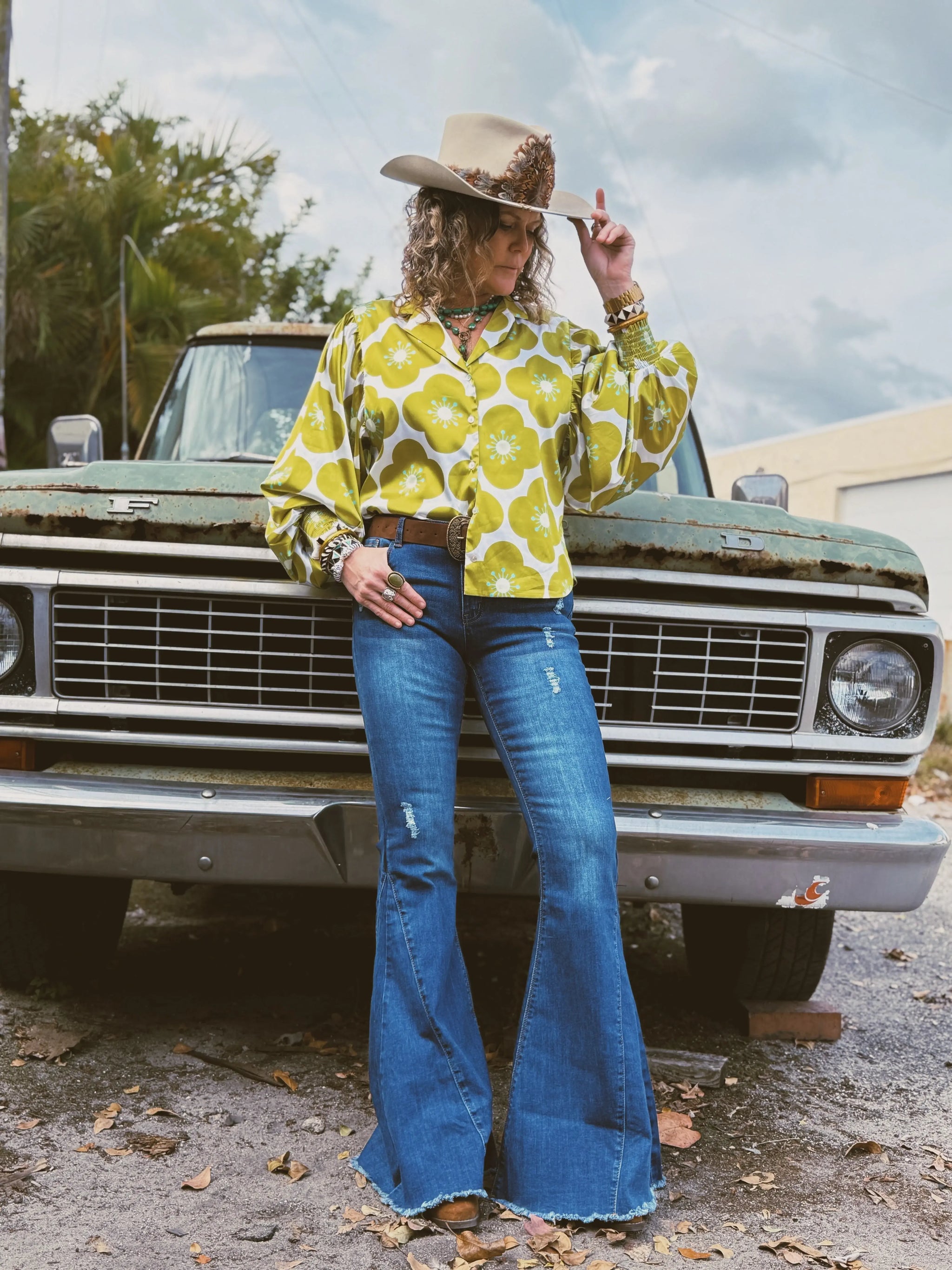 You Got Lucky Balloon Sleeve Button Up Blouse - Lil Bee's Bohemian - Flyclothing LLC