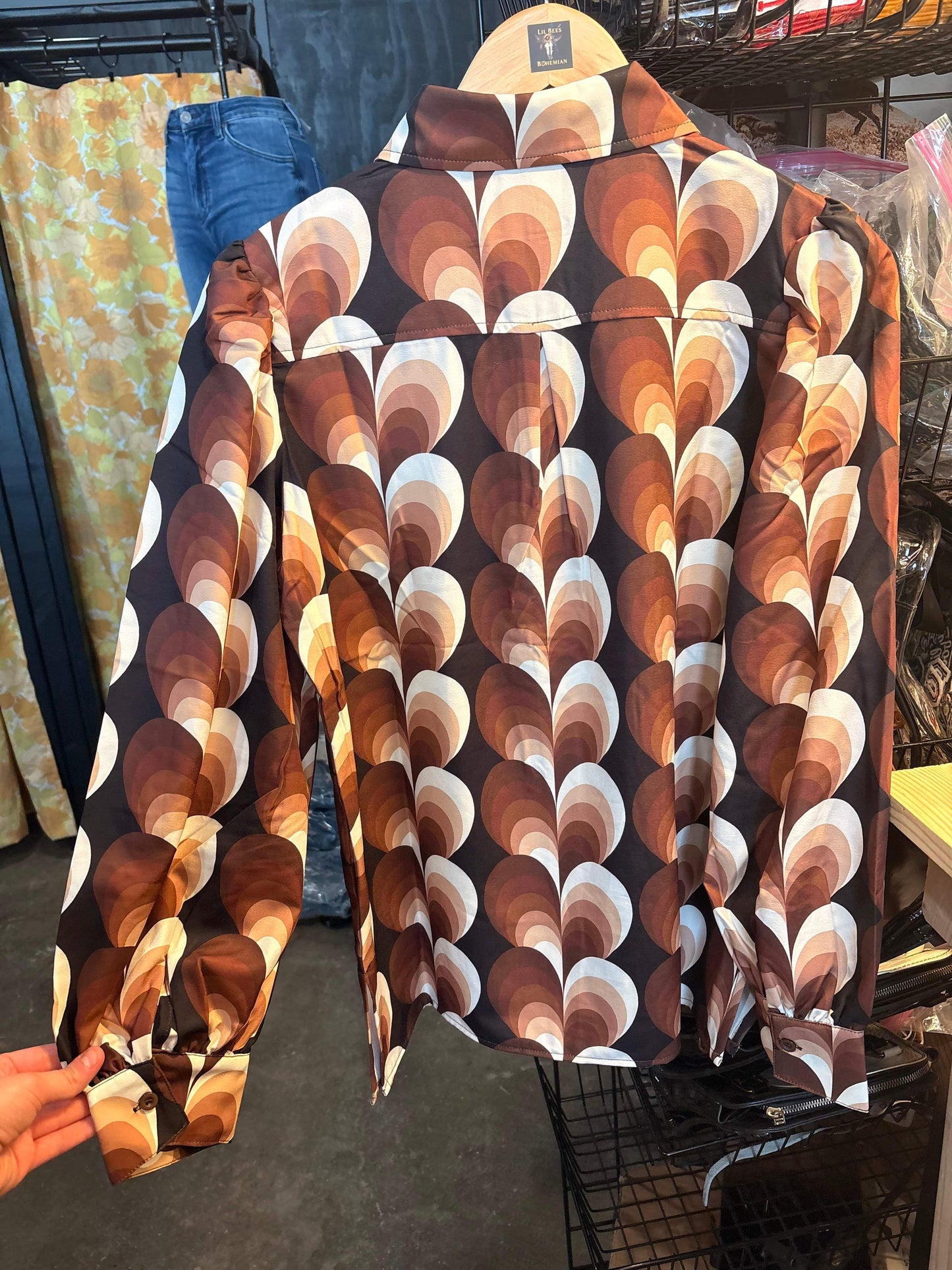 Love Calling Retro Heart Button Up Blouse - Lil Bee's Bohemian - Flyclothing LLC