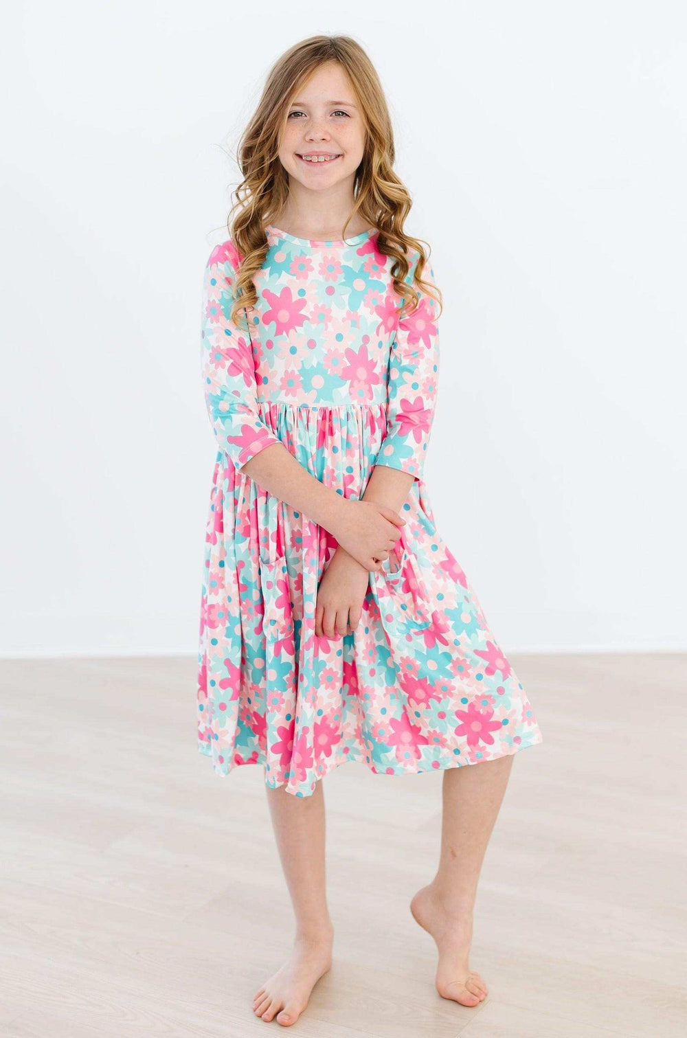 Petal Perfection 3/4 Sleeve Pocket Twirl Dress - Mila & Rose ® - Flyclothing LLC