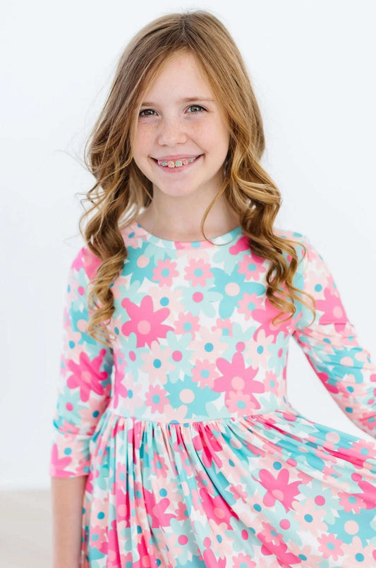 Petal Perfection 3/4 Sleeve Pocket Twirl Dress - Mila & Rose ® - Flyclothing LLC