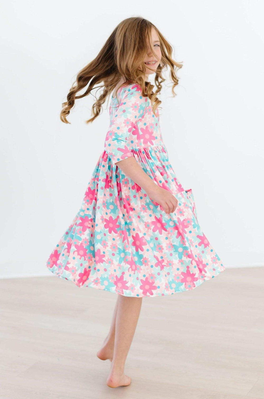 Petal Perfection 3/4 Sleeve Pocket Twirl Dress - Mila & Rose ® - Flyclothing LLC
