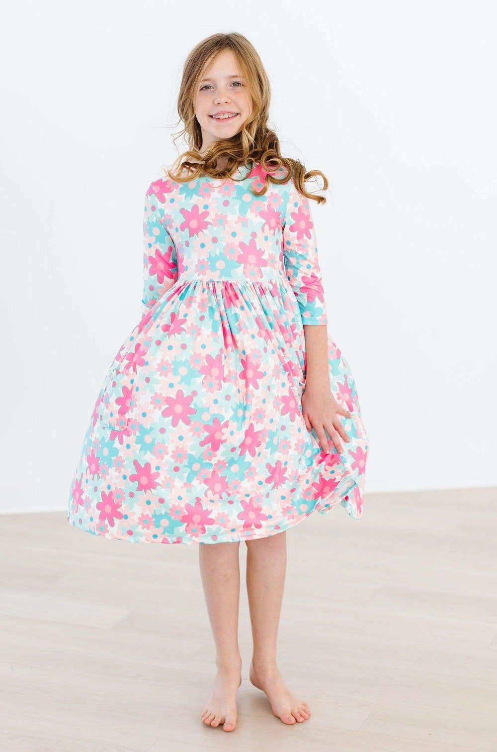 Petal Perfection 3/4 Sleeve Pocket Twirl Dress - Mila & Rose ® - Flyclothing LLC