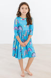 Turquoise Twilight 3/4 Sleeve Pocket Twirl Dress - Mila & Rose ®