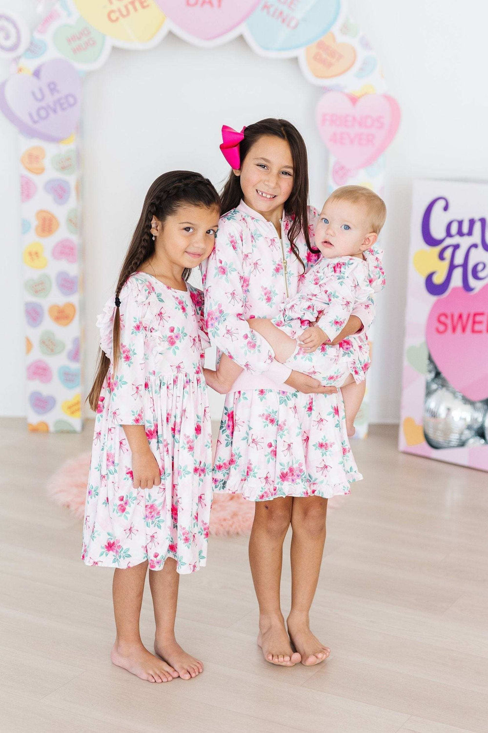 Gingham Bows 3/4 Sleeve Ruffle Twirl Dress - Mila & Rose ® - Flyclothing LLC