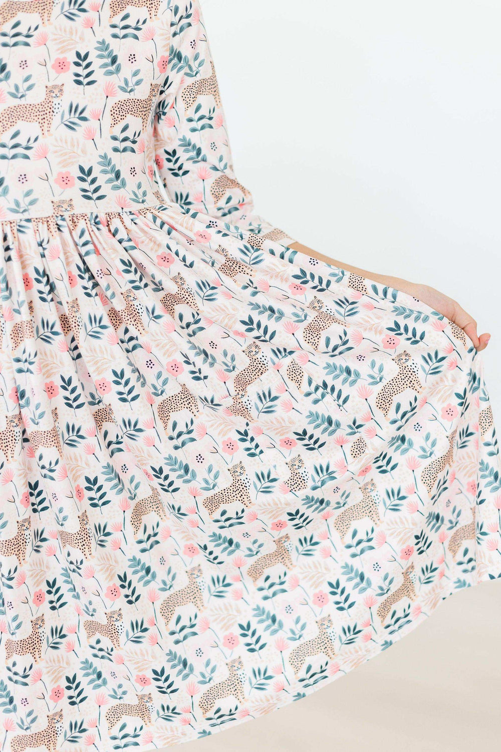 Cheetah Girl 3/4 Sleeve Pocket Twirl Dress - Mila & Rose ® - Flyclothing LLC