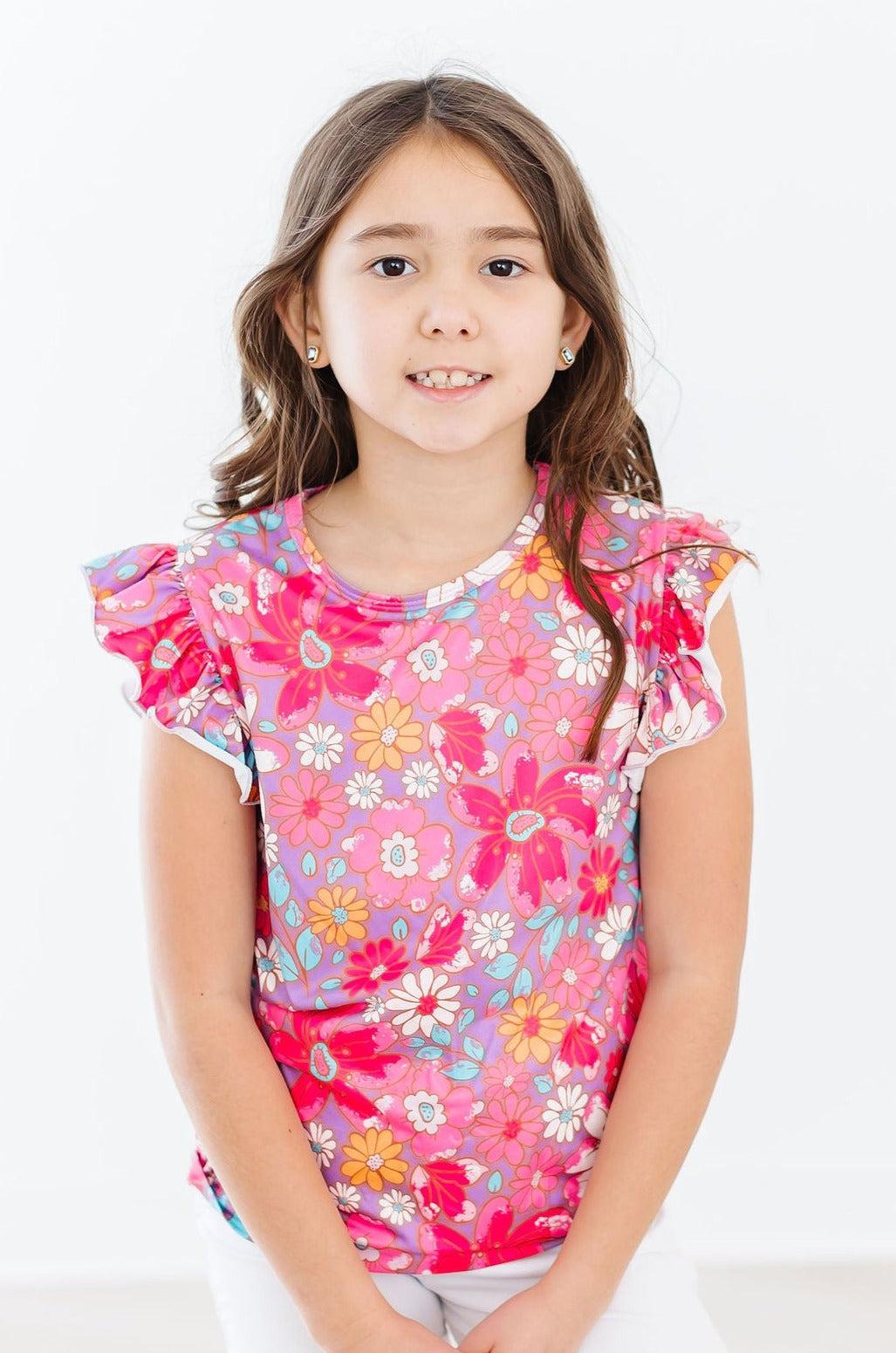 Hawaiian Floral S/S Ruffle Tee - Mila & Rose ®
