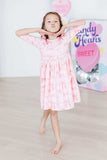 Blushing Bows 3/4 Sleeve Pocket Twirl Dress - Mila & Rose ® - Flyclothing LLC