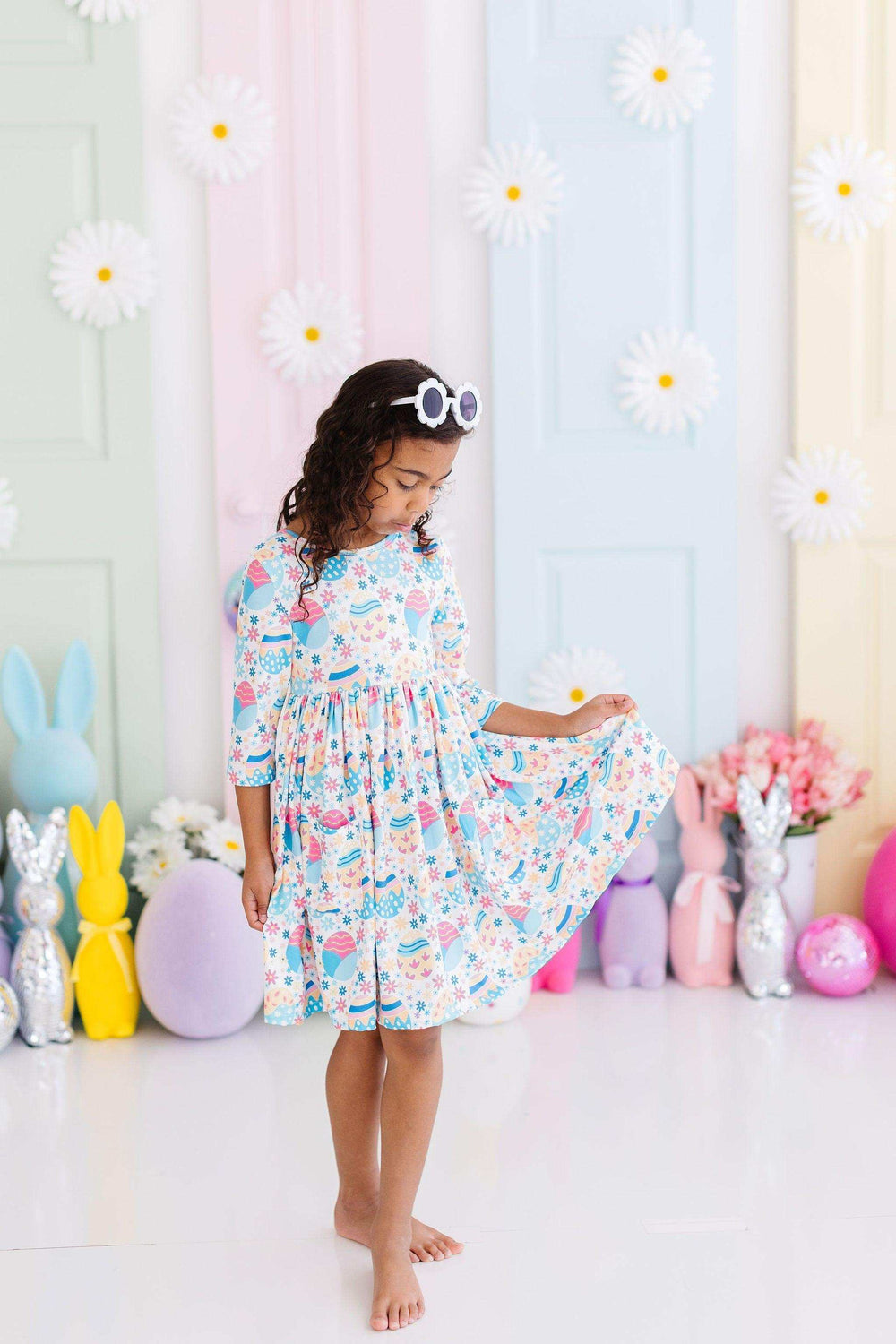 Egg-cellent 3/4 Sleeve Pocket Twirl Dress - Mila & Rose ® - Flyclothing LLC