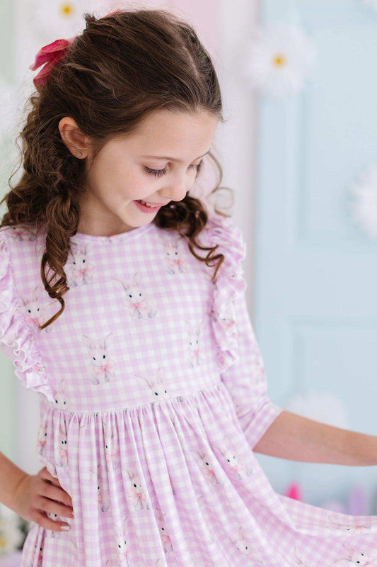 Baby Bunnies 3/4 Sleeve Ruffle Twirl Dress - Mila & Rose ® - Flyclothing LLC