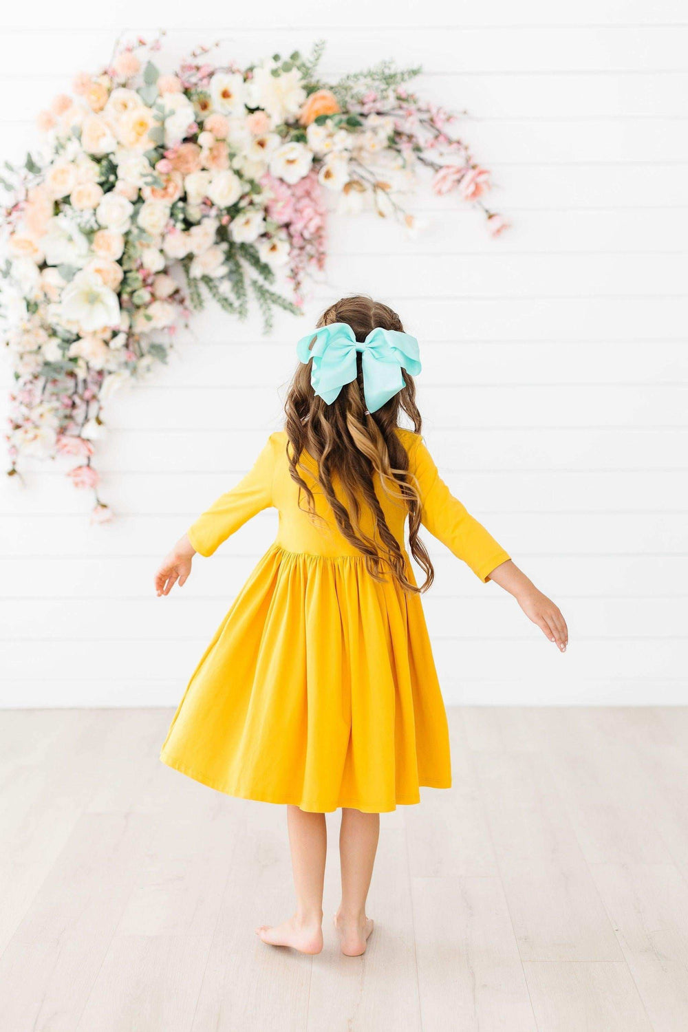 Mustard 3/4 Sleeve Pocket Twirl Dress - Mila & Rose ® - Flyclothing LLC