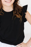 Black S/S Ruffle Tee - Mila & Rose ®