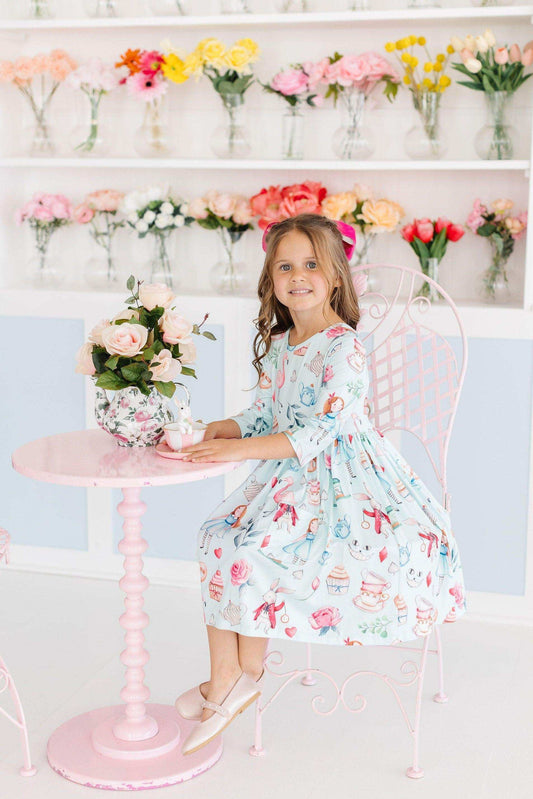 Wonderland 3/4 Sleeve Pocket Twirl Dress - Mila & Rose ® - Flyclothing LLC