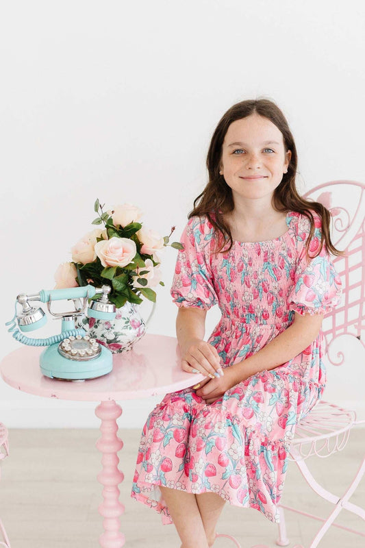 Strawberry Shortcake Smocked Ruffle Dress - Mila & Rose ® - Flyclothing LLC