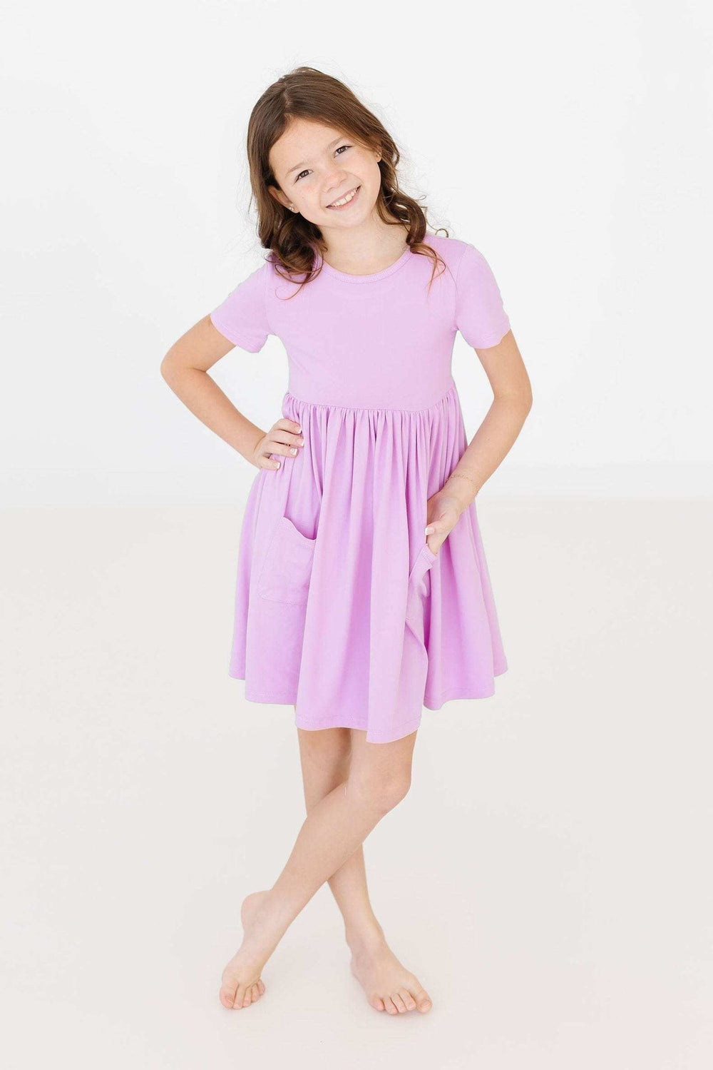 Bright Lilac S/S Pocket Twirl Dress - Mila & Rose ® - Flyclothing LLC