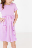 Bright Lilac S/S Pocket Twirl Dress