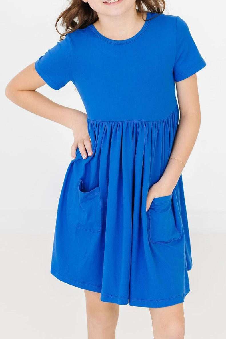 Royal Blue S/S Pocket Twirl Dress - Mila & Rose ® - Flyclothing LLC
