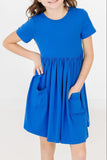 Royal Blue S/S Pocket Twirl Dress - Mila & Rose ®