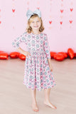 SALE Disco Bows 3/4 Sleeve Pocket Twirl Dress - Mila & Rose ® - Flyclothing LLC