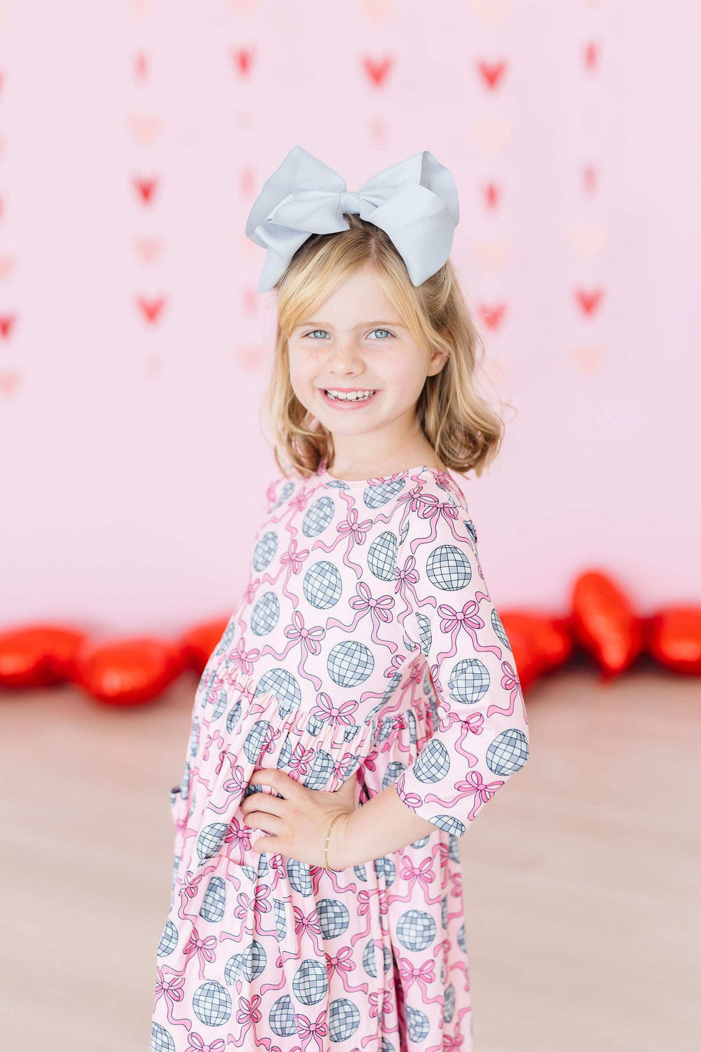 SALE Disco Bows 3/4 Sleeve Pocket Twirl Dress - Mila & Rose ® - Flyclothing LLC